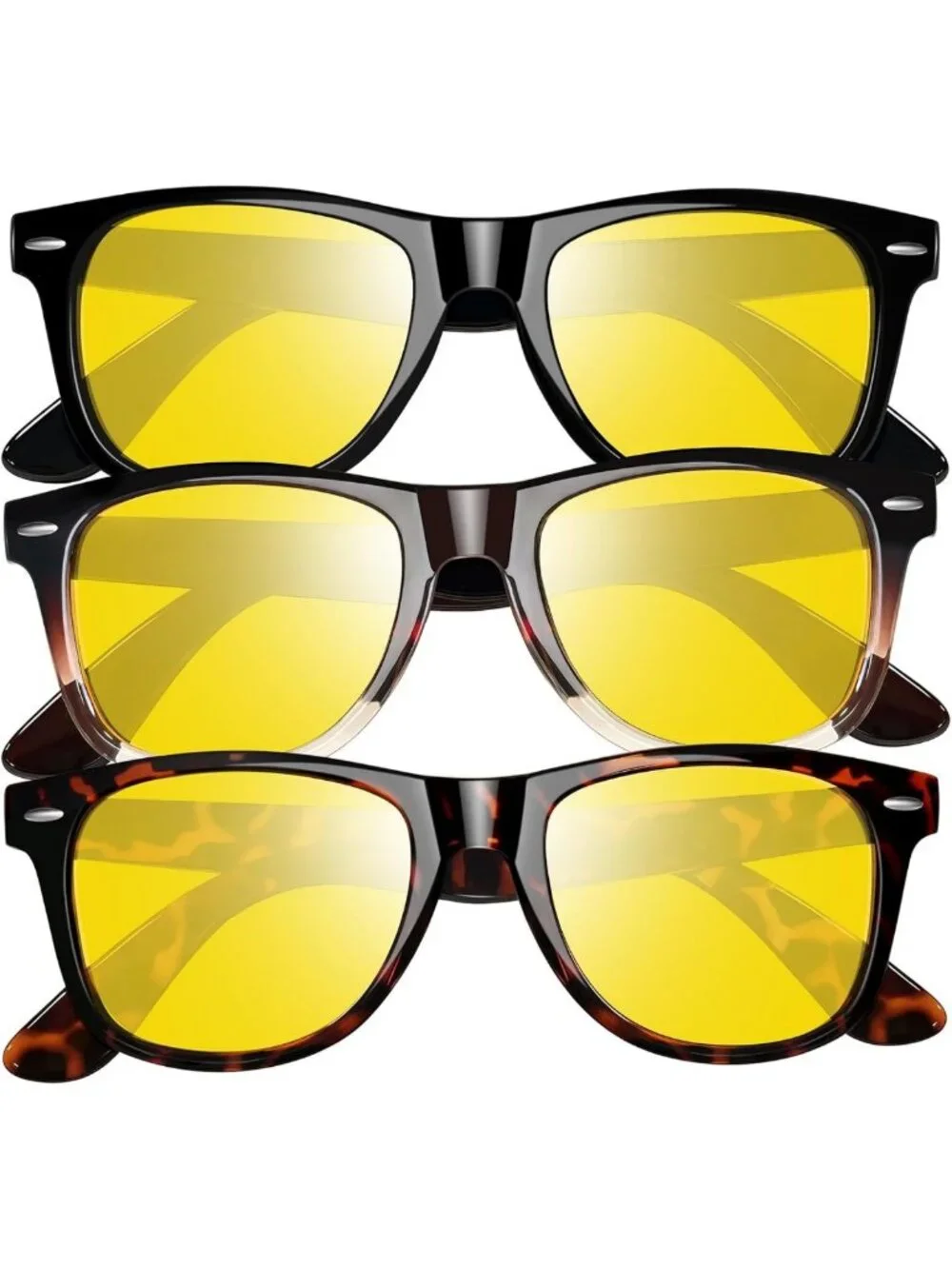 3 Pack Polarized Square Sunglasses with UV Protection - Stylish & Trendy Eyewear